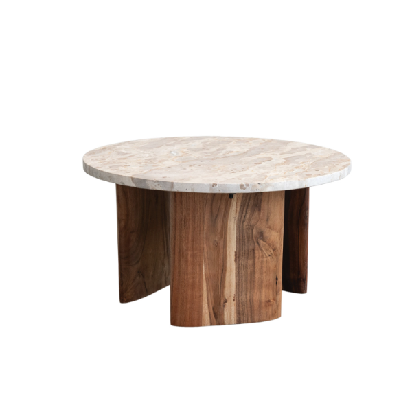Marble & Acacia Mini Table – Bungalow Home Furnishings